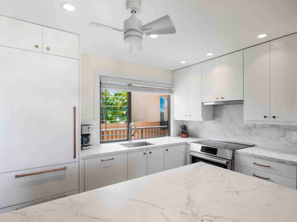 Modern kitchen at a Wailea Ekahi Village rental condo
