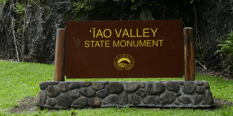 Iao Valley State Monument Entrance Sign
