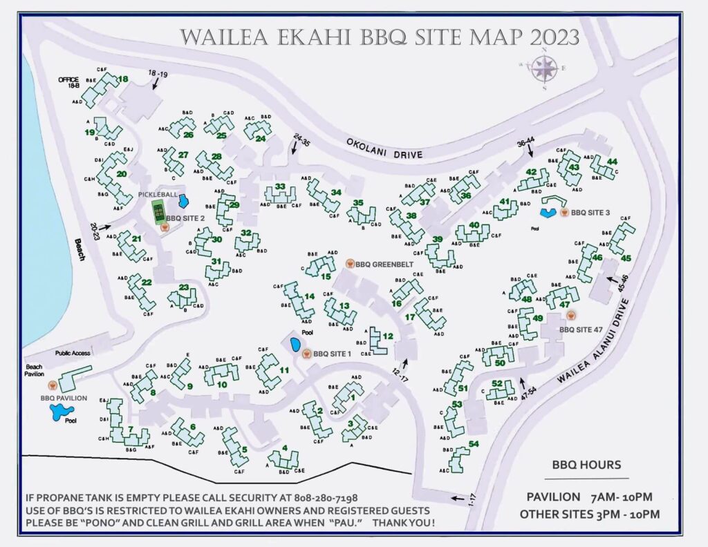 Wailea Ekahi Village Rental Condos BBQ Site Map