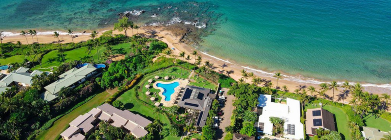Aerial view of Wailea Ekahi Village rental condos.